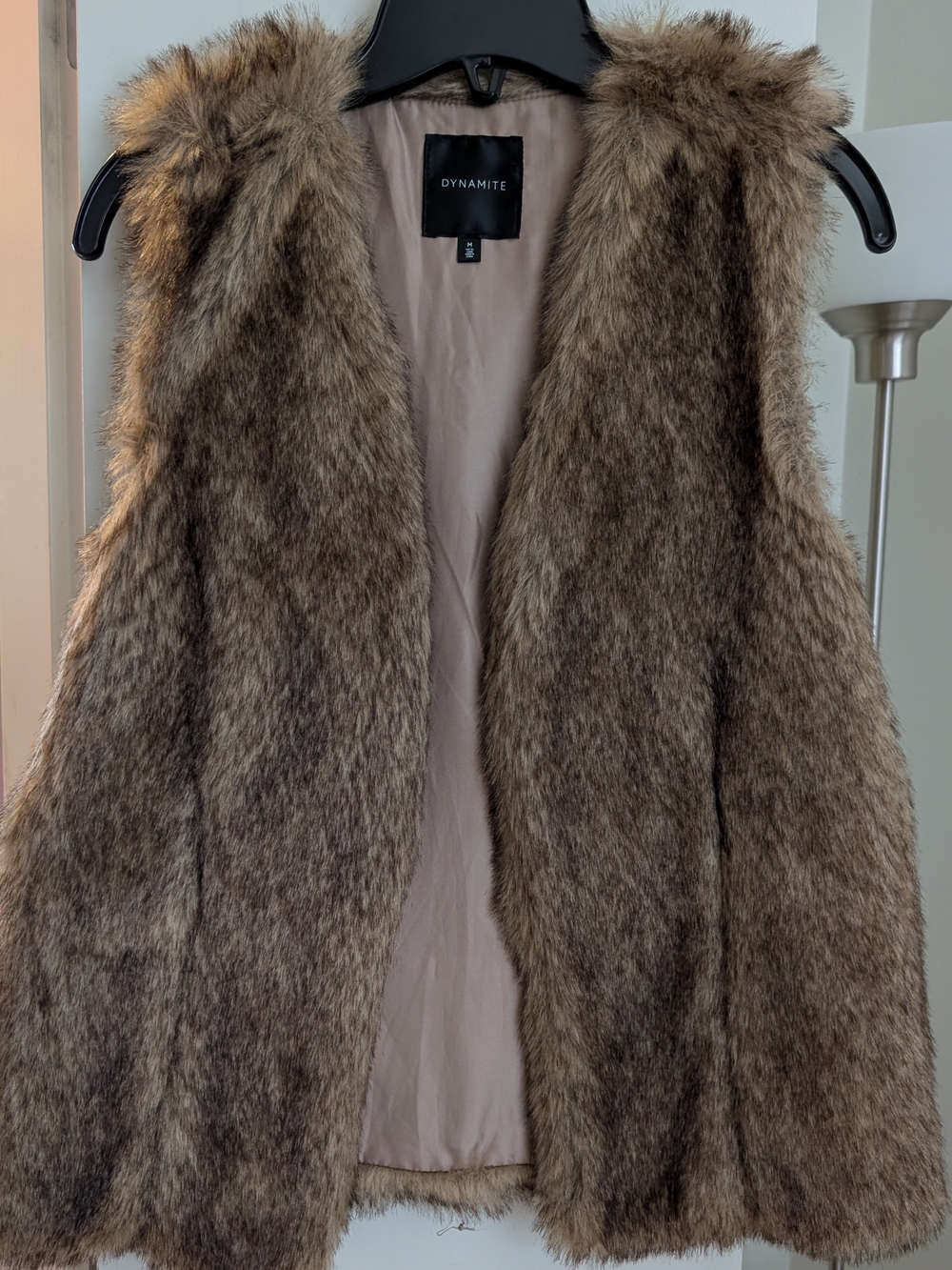 Dynamite Faux Fur Vest in Taupe Brown